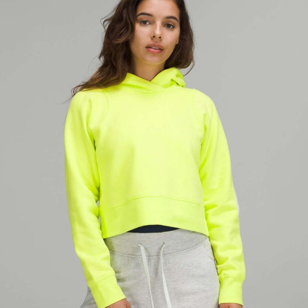 Lululemon Loungeful Cropped Hoodie & Shorts Set in Electric Lemon Yellow
